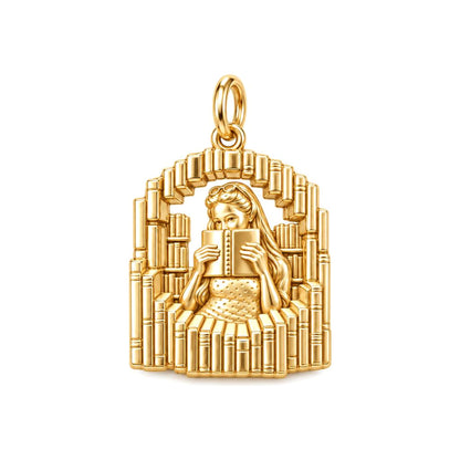 Cozy Book Nook Charm Bracelet – Personalized Book Lover Gift – 18K gold charm, front view