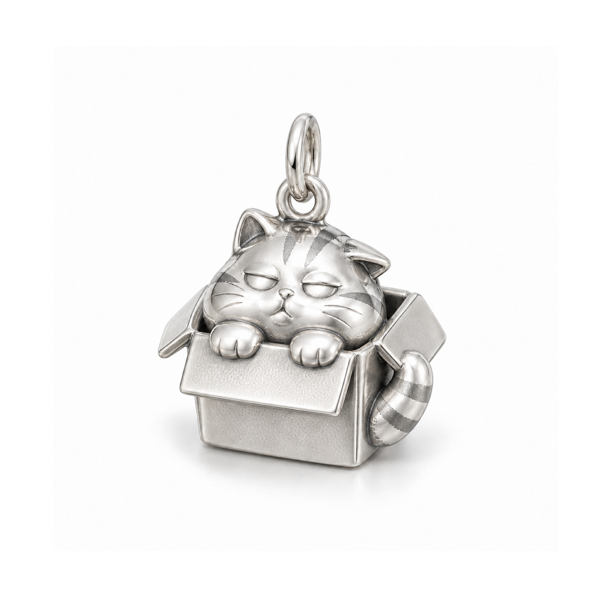 Cozy Box Cat Charm — Silver | charm-topics-remaining-444-2026-09-14 | topic-158