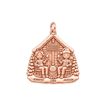 Cozy Cabin Christmas Charm and Polyester Cord Bracelet Set