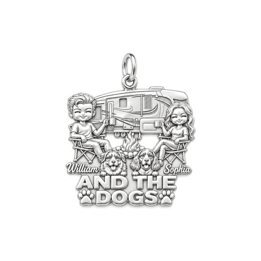 Cozy Campfire Caravan Charm Bracelet – Personalized Couple Gift – silver plated 3 cm charm, front view