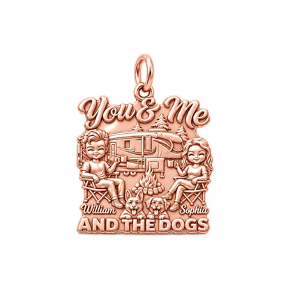Cozy Campfire Caravan Charm Bracelet – Personalized Couple Gift – rose gold 3 cm charm, front view