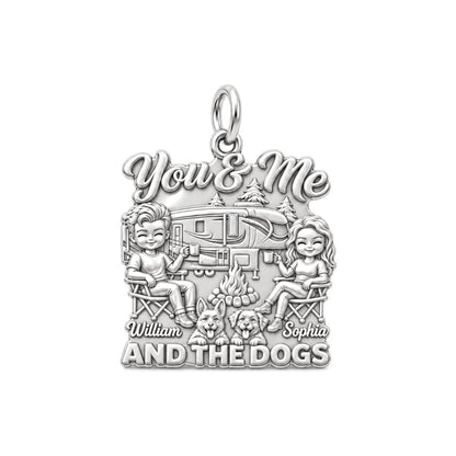 Cozy Campfire Caravan Charm Bracelet – Personalized Couple Gift – silver plated 3 cm charm, front view