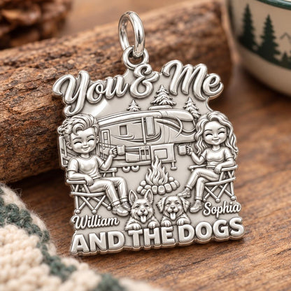 Cozy Campfire Caravan Charm Bracelet – Personalized Couple Gift – macro detail of the charm