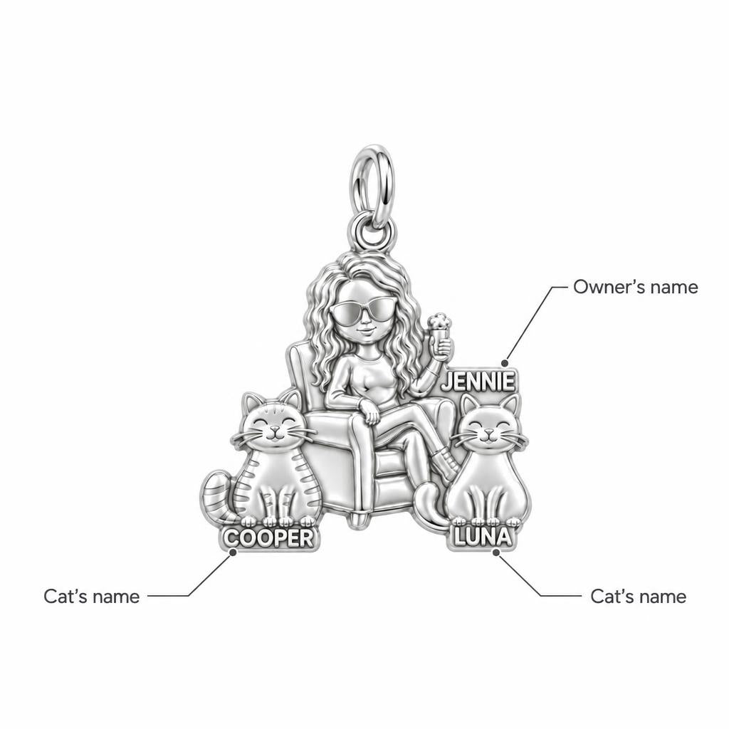 Cozy Cat Mama Lounge Charm Bracelet – Personalized Cat Mom Gift – personalization guide
