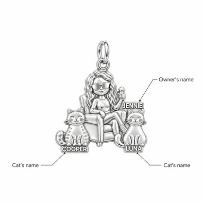 Cozy Cat Mama Lounge Charm Bracelet – Personalized Cat Mom Gift – personalization guide