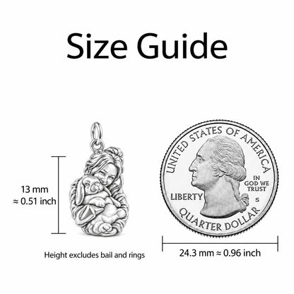 Cozy Cuddle Rabbit Charm Bracelet – Personalized Bunny Mom Gift – size guide, 13 mm charm next to a quarter