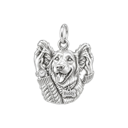 Cozy Ear Rubs Charm Bracelet – Personalized Dog Mom Gift – silver charm, front view
