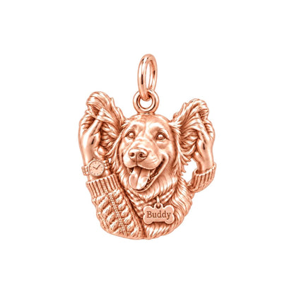 Cozy Ear Rubs Charm Bracelet – Personalized Dog Mom Gift – rose gold charm, front view