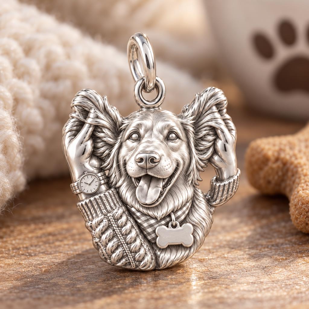 Cozy Ear Rubs Charm Bracelet – Personalized Dog Mom Gift – macro detail of the charm