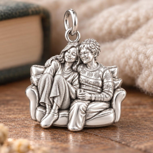 Cozy Home Together Charm Bracelet – Personalized Mom Gift – silver charm, front view