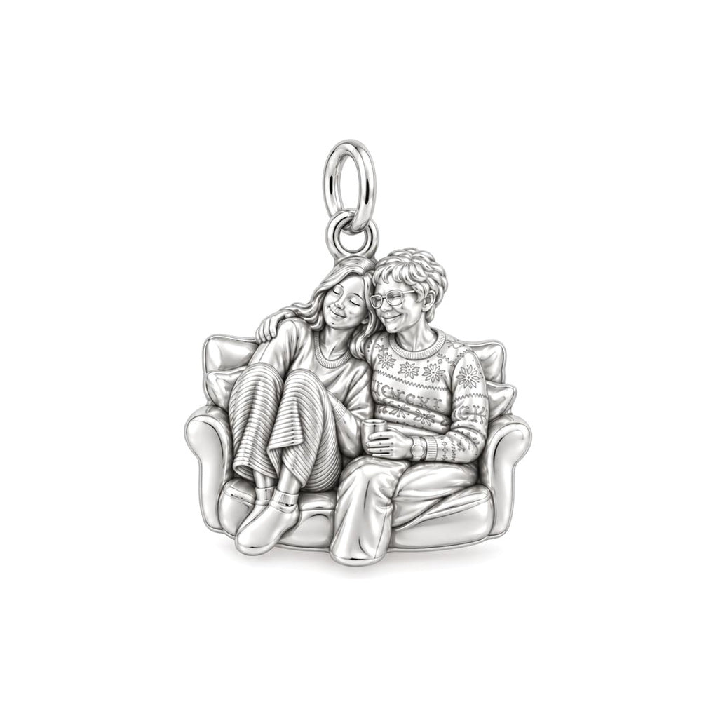 Cozy Home Together Charm Bracelet – Personalized Mom Gift – silver charm, front view