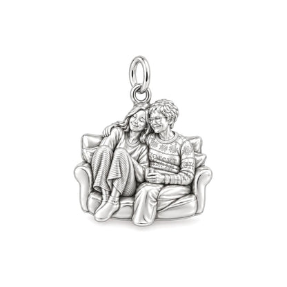 Cozy Home Together Charm Bracelet – Personalized Mom Gift – silver charm, front view
