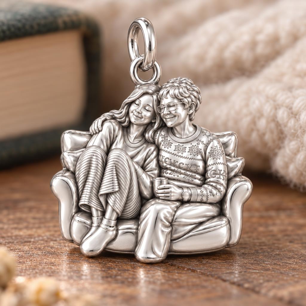 Cozy Home Together Charm Bracelet – Personalized Mom Gift – macro detail of the charm