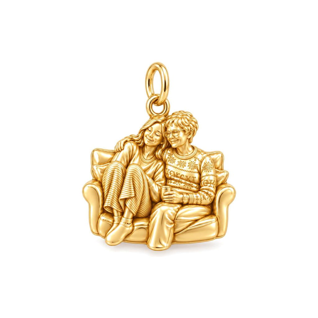 Cozy Home Together Charm Bracelet – Personalized Mom Gift – 18K gold charm, front view