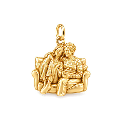 Cozy Home Together Charm Bracelet – Personalized Mom Gift – 18K gold charm, front view