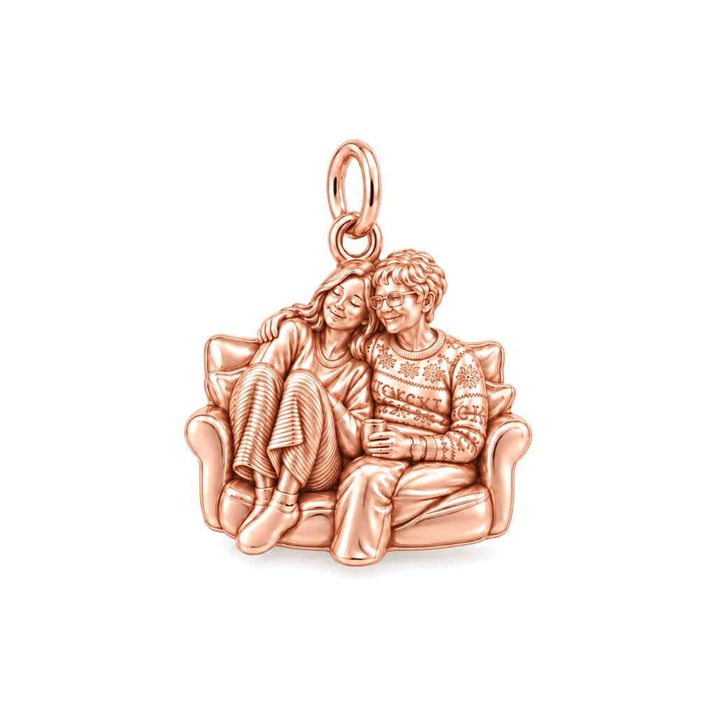 Cozy Home Together Charm Bracelet – Personalized Mom Gift – rose gold charm, front view