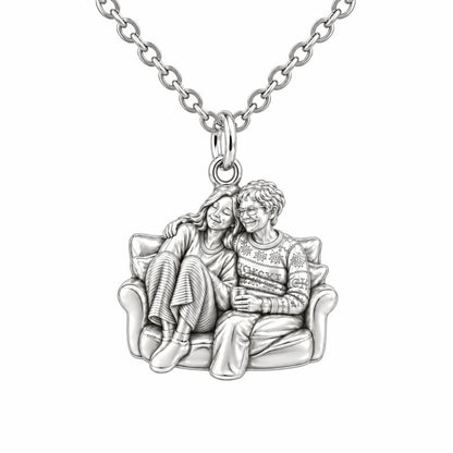 Cozy Home Together Charm Necklace Set – silver, front view
