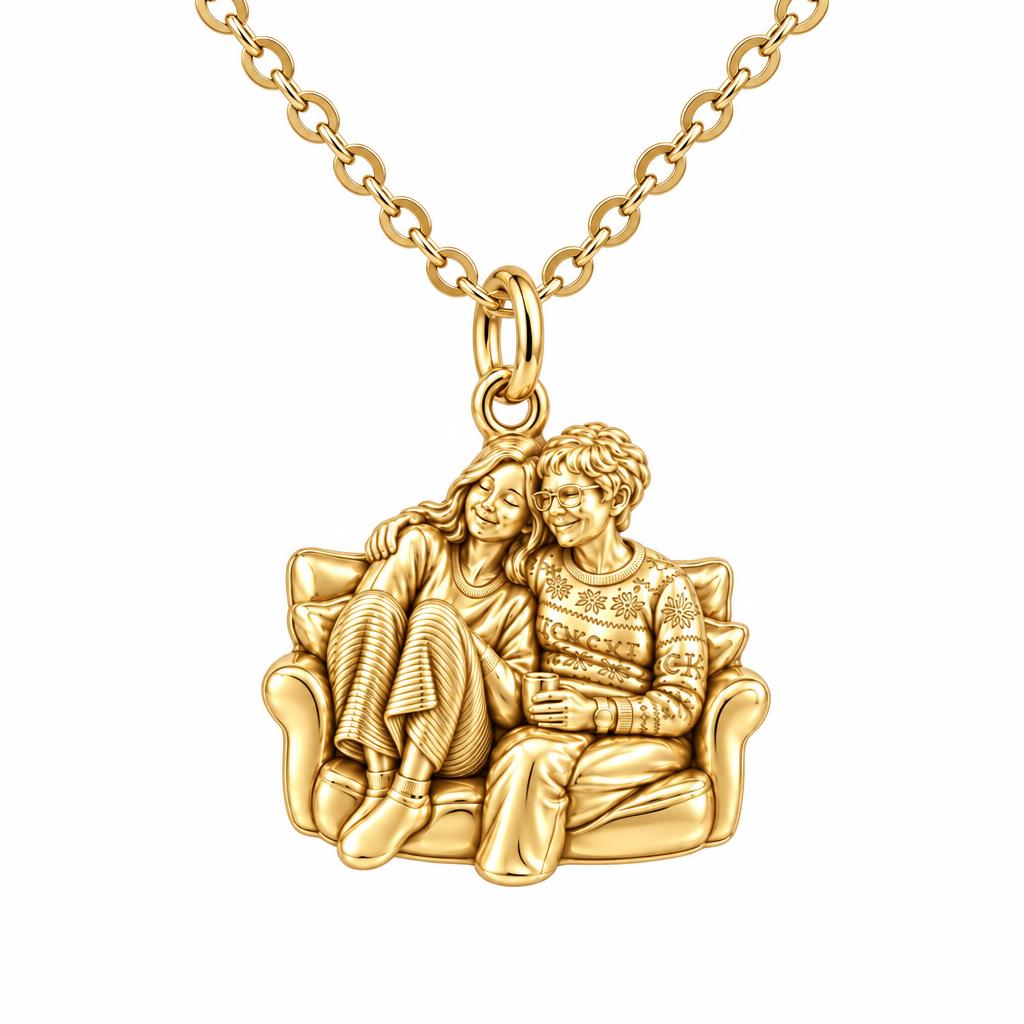 Cozy Home Together Charm Necklace Set – 18K gold, front view
