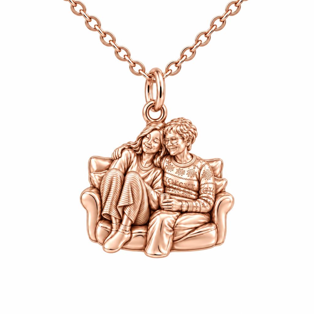 Cozy Home Together Charm Necklace Set – rose gold, front view