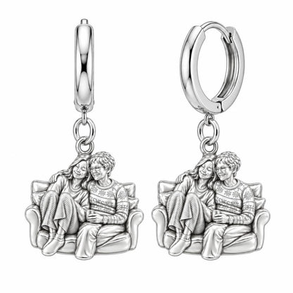 Cozy Home Together Huggie Charm Earrings – silver, front view