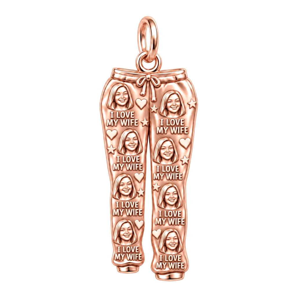 Cozy Love Sweatpants Charm Bracelet – Personalized Husband Gift – rose gold 2 cm charm, front view