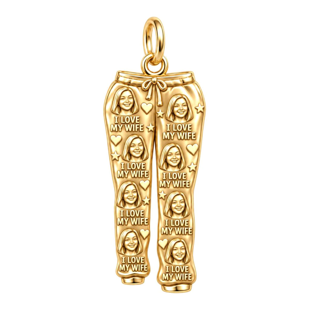 Cozy Love Sweatpants Charm Bracelet – Personalized Husband Gift – 18K gold plated 2 cm charm, front view