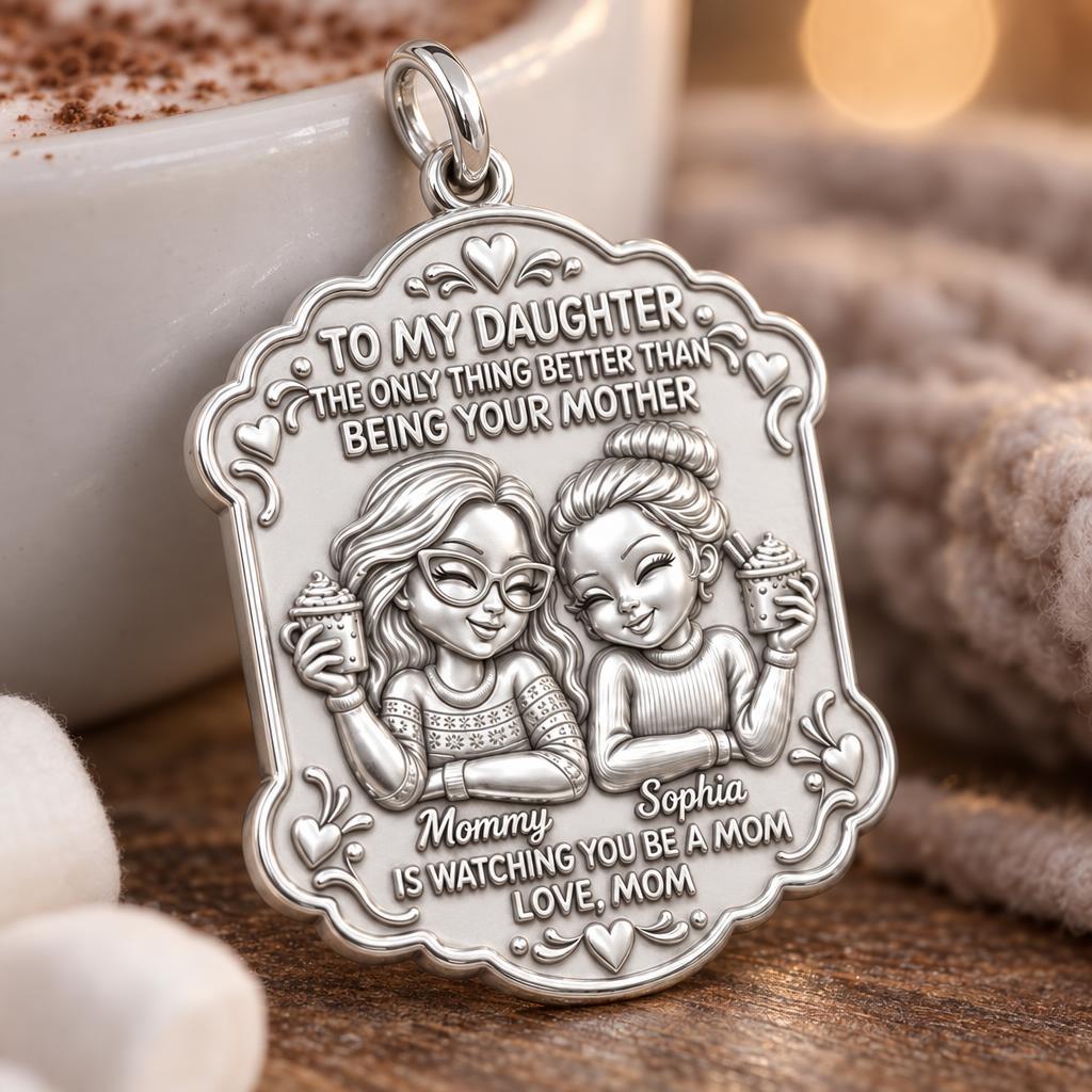 Cozy Mother Daughter Cocoa Charm Bracelet – Personalized Mom Gift – macro detail of the charm