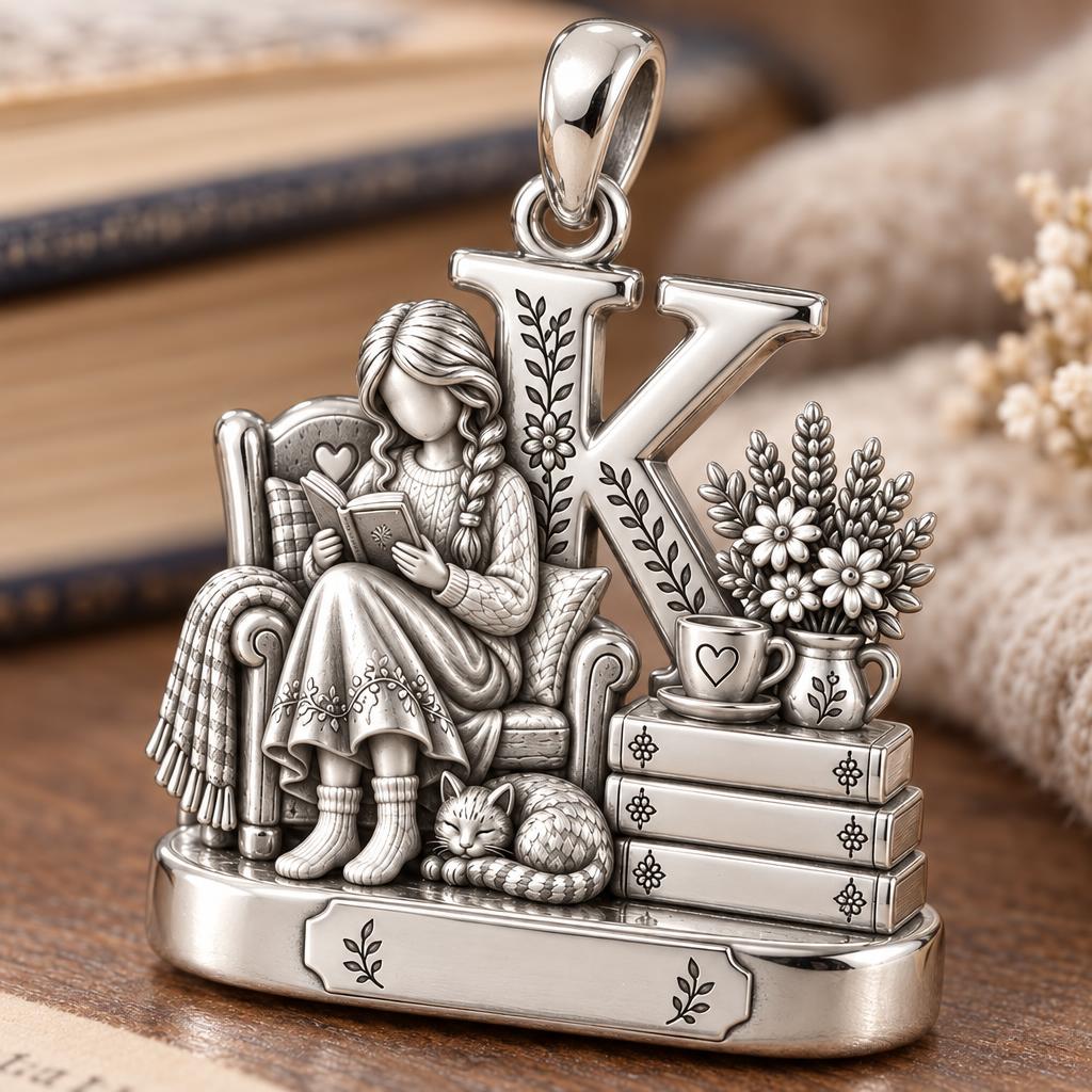 Cozy Reading Nook Charm Bracelet – Personalized Book Lover Gift – macro detail of the charm