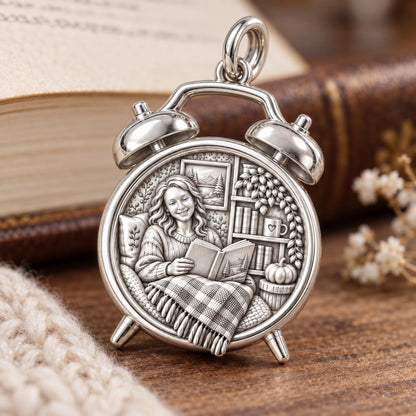 Cozy Reading Nook Charm Bracelet – Personalized Book Lover Gift – macro detail of the charm