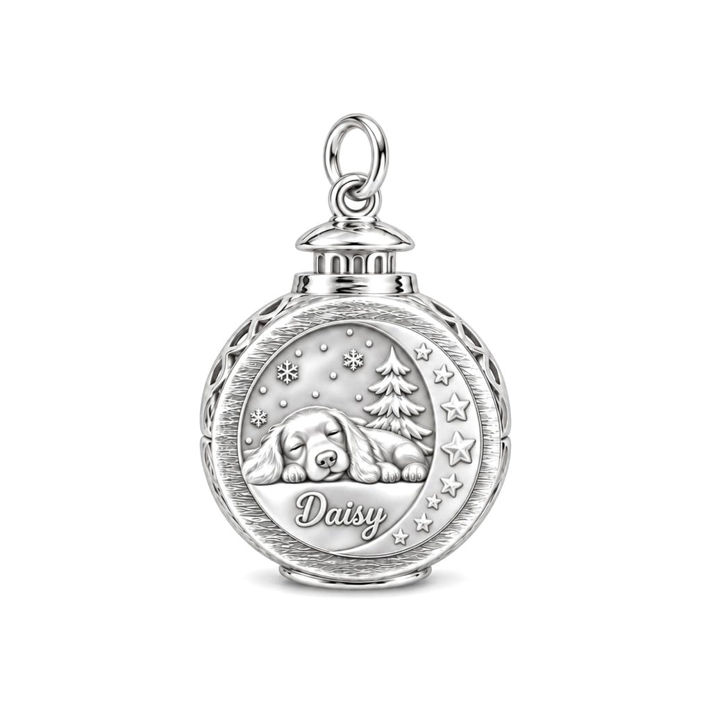 Cozy Winter Lantern Charm Bracelet – Personalized Dog Mom Gift – silver charm, front view