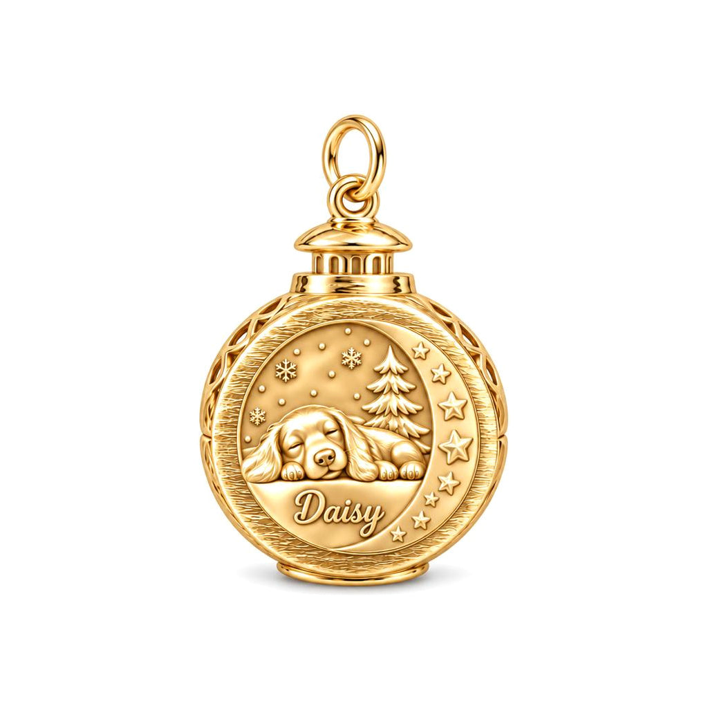 Cozy Winter Lantern Charm Bracelet – Personalized Dog Mom Gift – 18K gold charm, front view