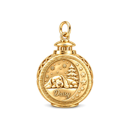 Cozy Winter Lantern Charm Bracelet – Personalized Dog Mom Gift – 18K gold charm, front view