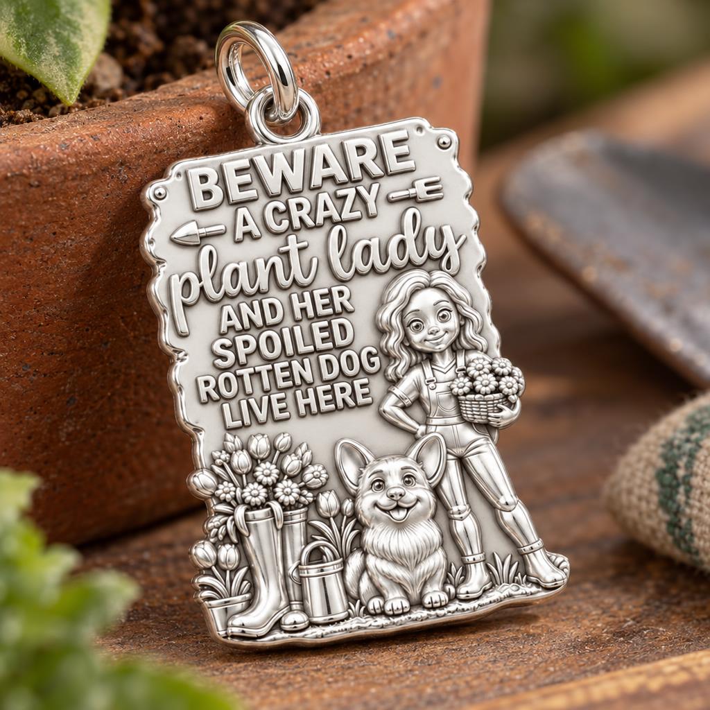 Crazy Plant Lady Charm Bracelet – Personalized Dog Mom Gift – macro detail of the charm