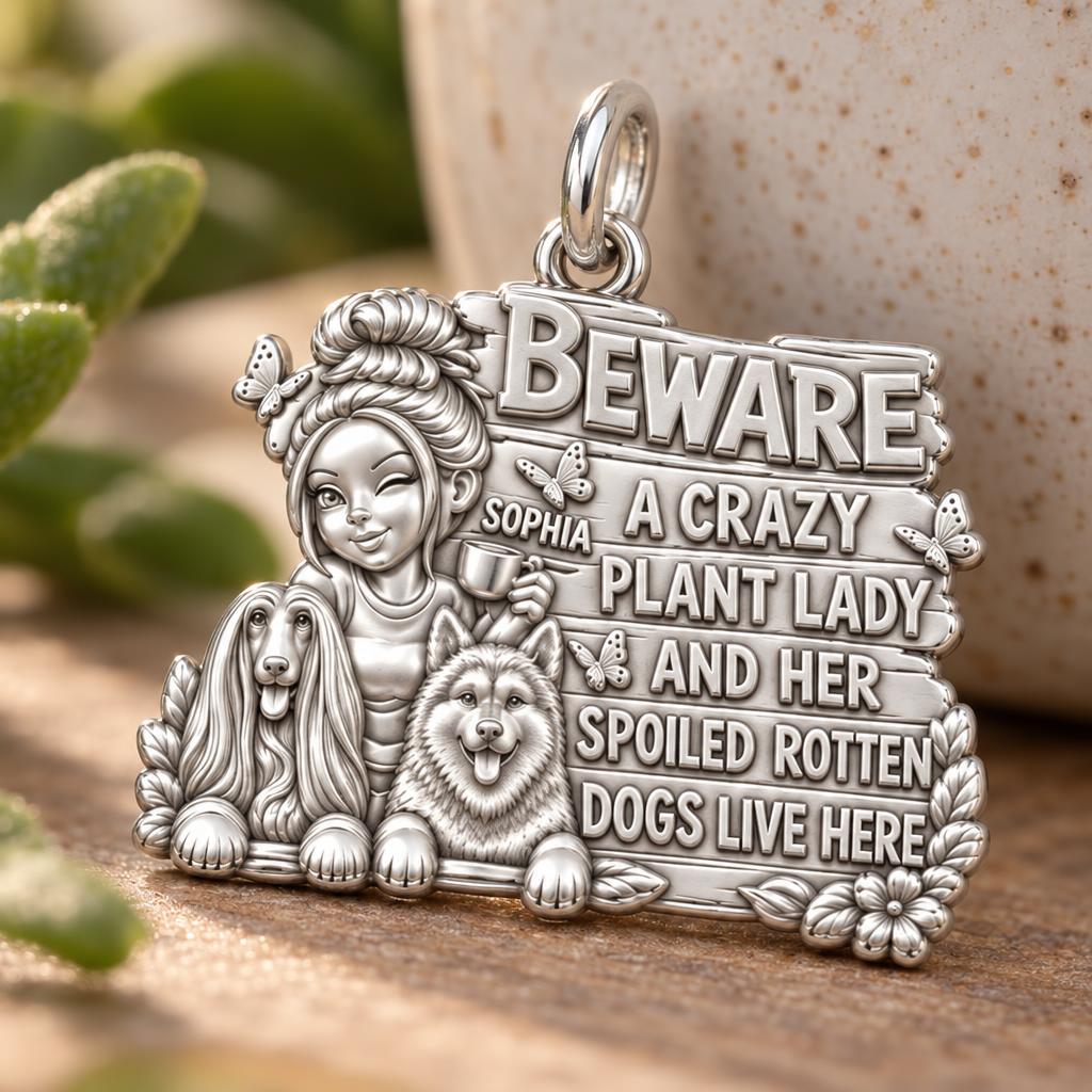 Crazy Plant Lady Charm Bracelet – Personalized Dog Mom Gift – macro detail of the charm