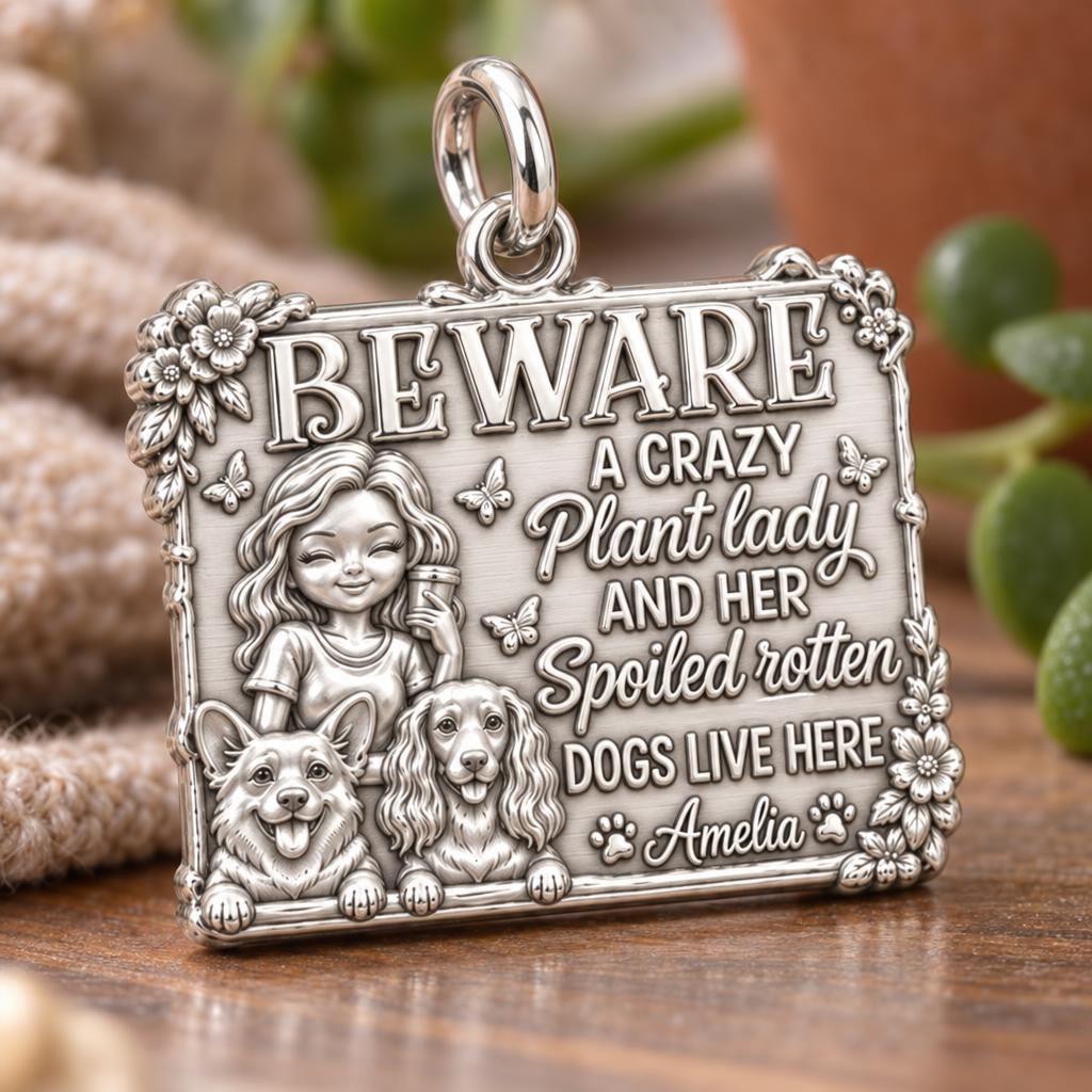 Crazy Plant Lady Charm Bracelet – Personalized Dog Mom Gift – macro detail of the charm