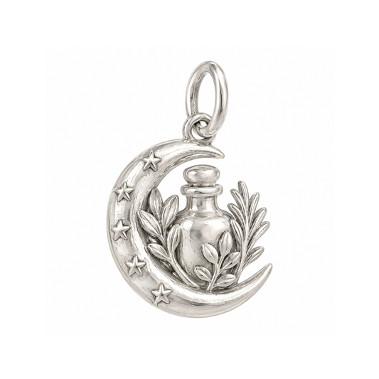 Crescent Moon and Herb Bottle Charm — Silver — 50-works-silver-20260916-46