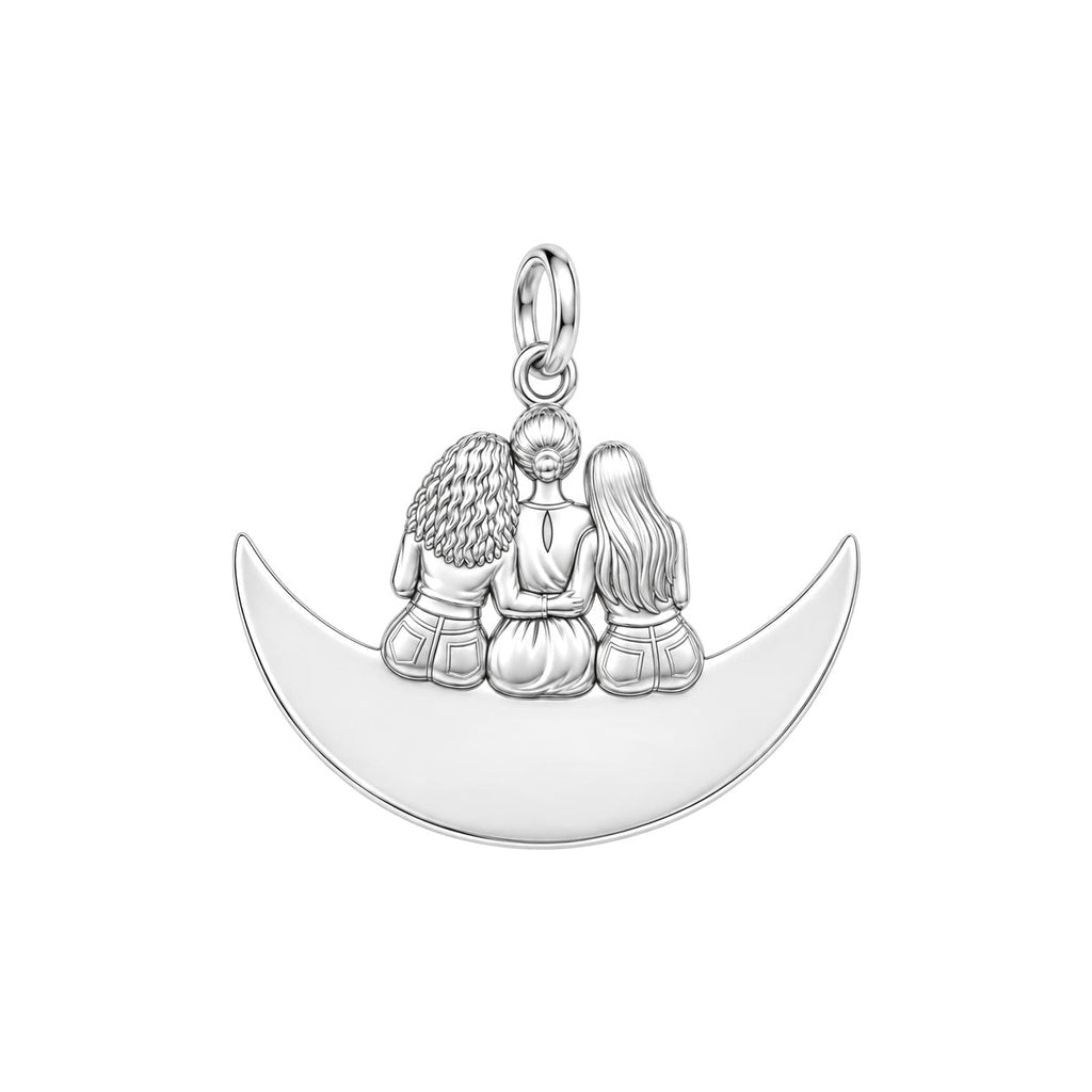 Crescent Moon Motherhood Charm Bracelet – Personalized Mom Gift – back of the charm, engraving area