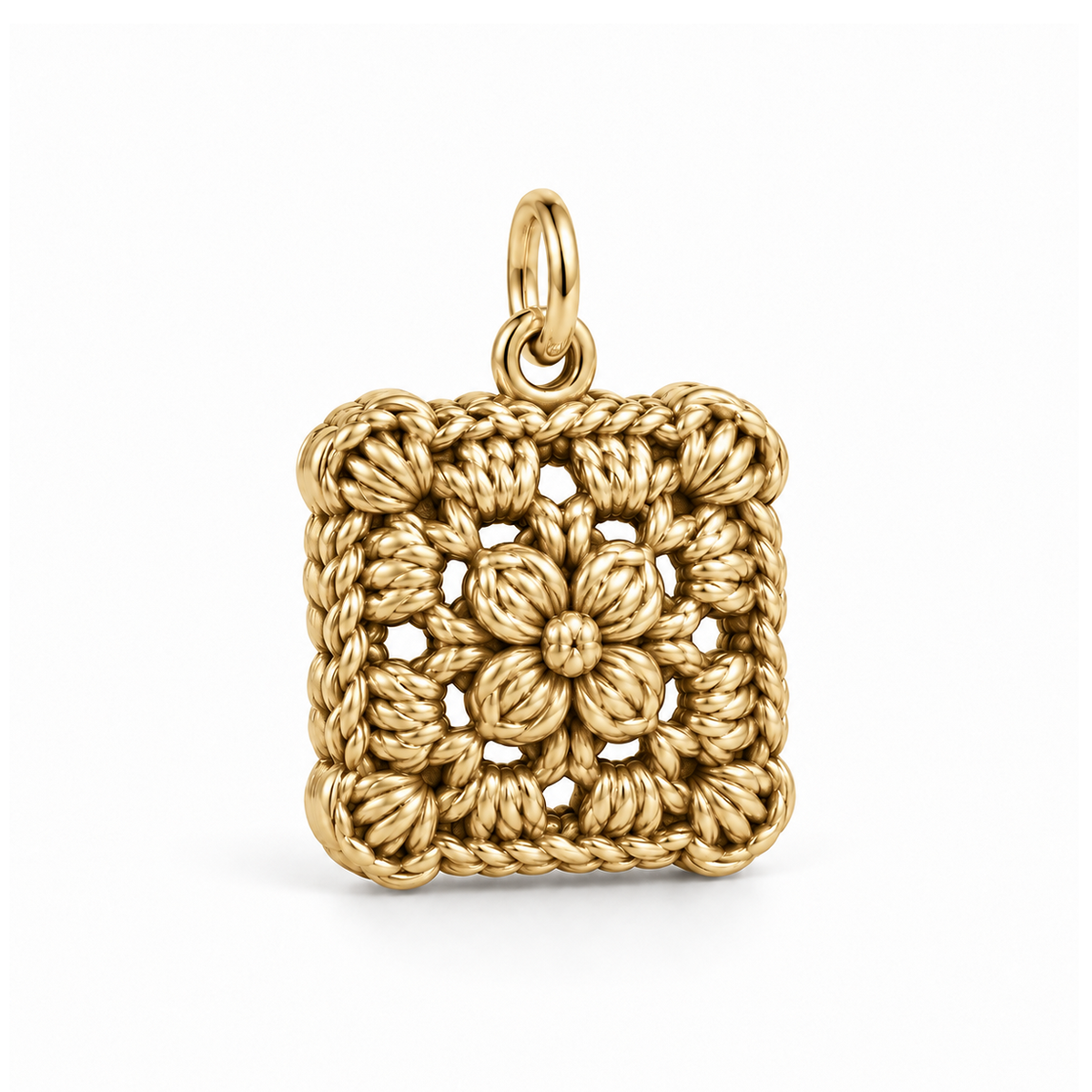 Crochet Flower Square Charm — Gold | charm-topics-remaining-444-2026-09-14 | topic-095
