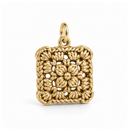 Crochet Flower Square Charm — Gold | charm-topics-remaining-444-2026-09-14 | topic-095