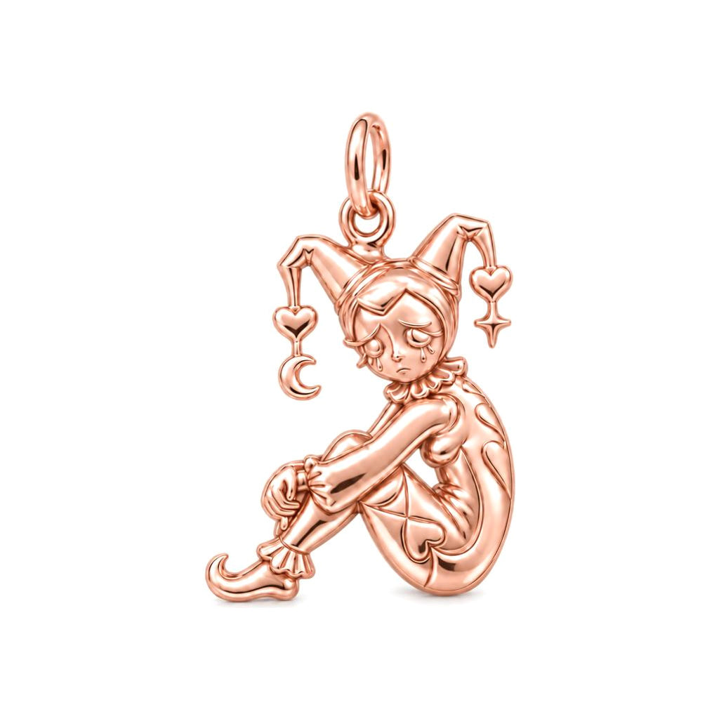 Crying Jester Charm Bracelet – Personalized Best Friend Gift – rose gold charm, front view