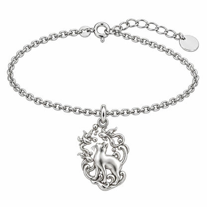 Curious Cat and Goldfish Charm Bracelet Set – silver, front view