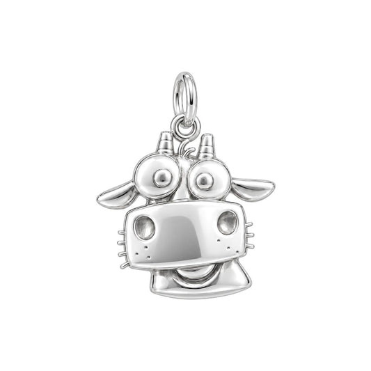 Curious Farm Cow Charm Bracelet – Personalized Mom Gift – silver charm, front view