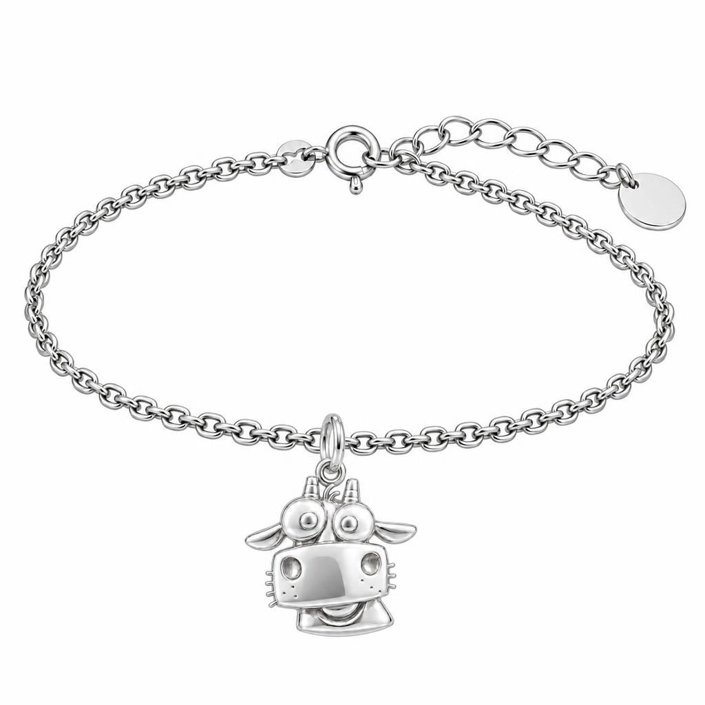 Curious Farm Cow Charm Bracelet Set – silver, front view