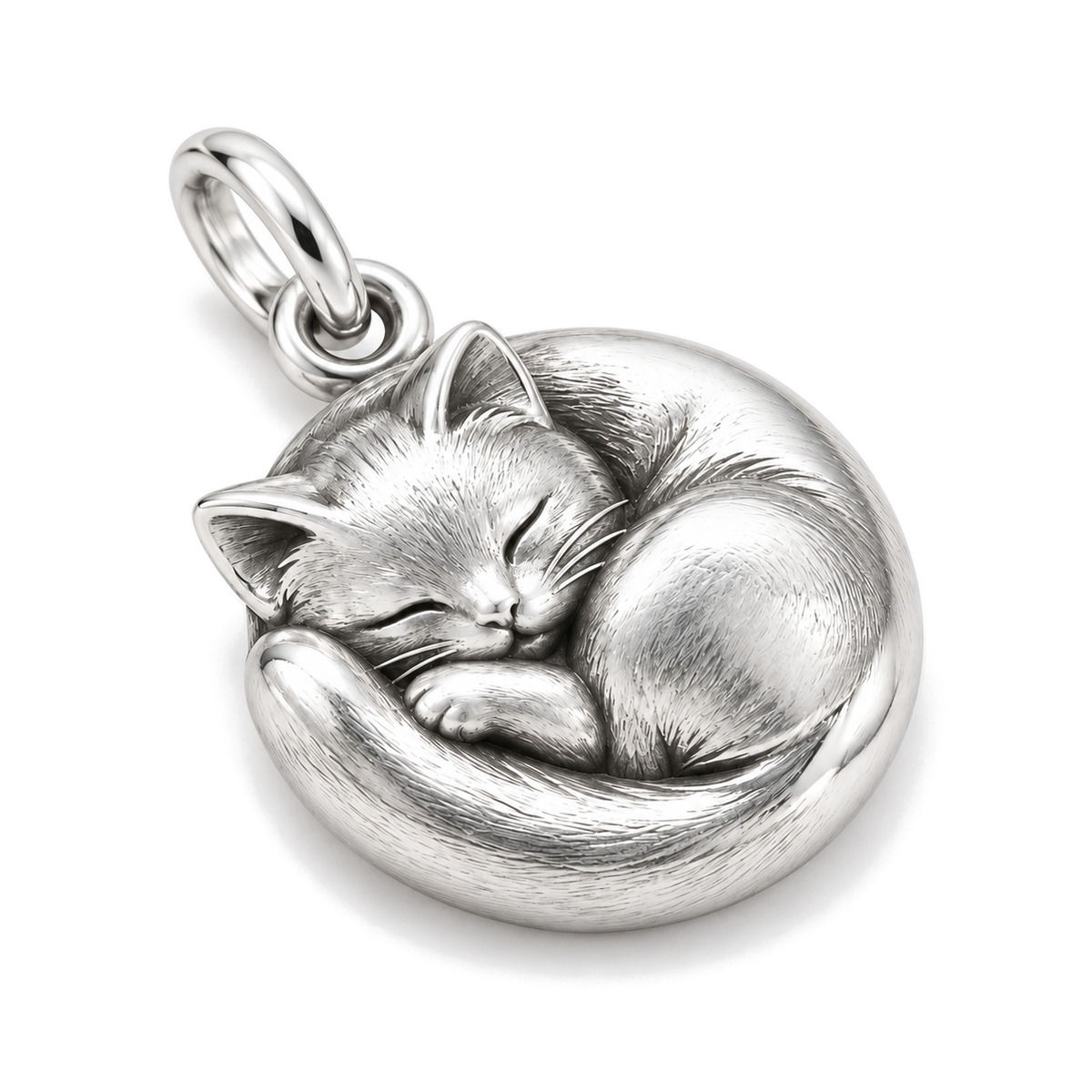 Curled-Up Cat Charm — Silver Super Macro | charm-topics-remaining-444-2026-09-14 | topic-364