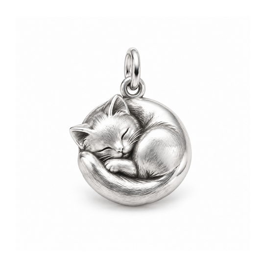 Curled-Up Cat Charm — Silver | charm-topics-remaining-444-2026-09-14 | topic-364