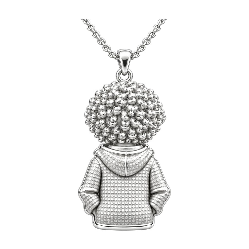 Curly Haired Sweetheart Charm Necklace Set – back of the charm, engraving area