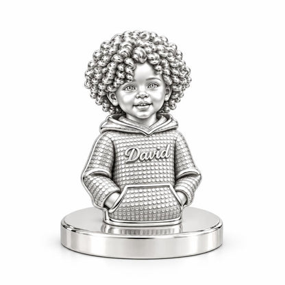Curly Haired Sweetheart Keepsake Plaque – silver, front view