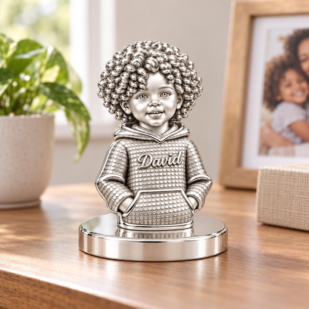 Curly Haired Sweetheart Keepsake Plaque – worn / in use