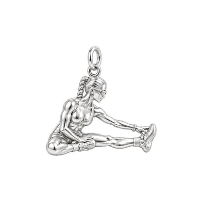 Custom Athlete in Motion Charm Bracelet – Personalized Athlete Gift – silver charm, front view