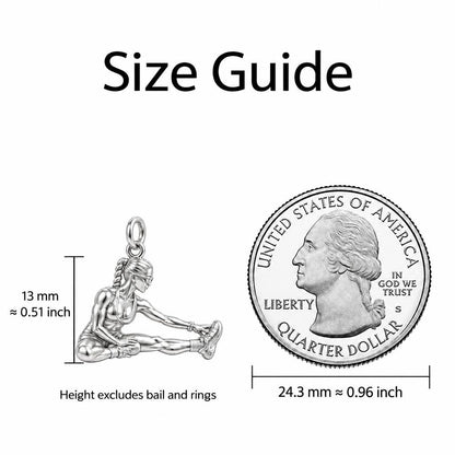 Custom Athlete in Motion Charm Bracelet – Personalized Athlete Gift – size guide, 13 mm charm next to a quarter